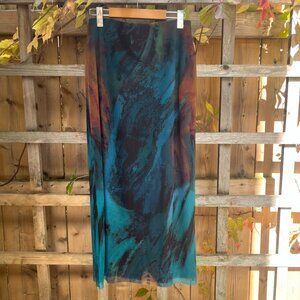 Zara Mesh Printed Midi Skirt – Size Medium